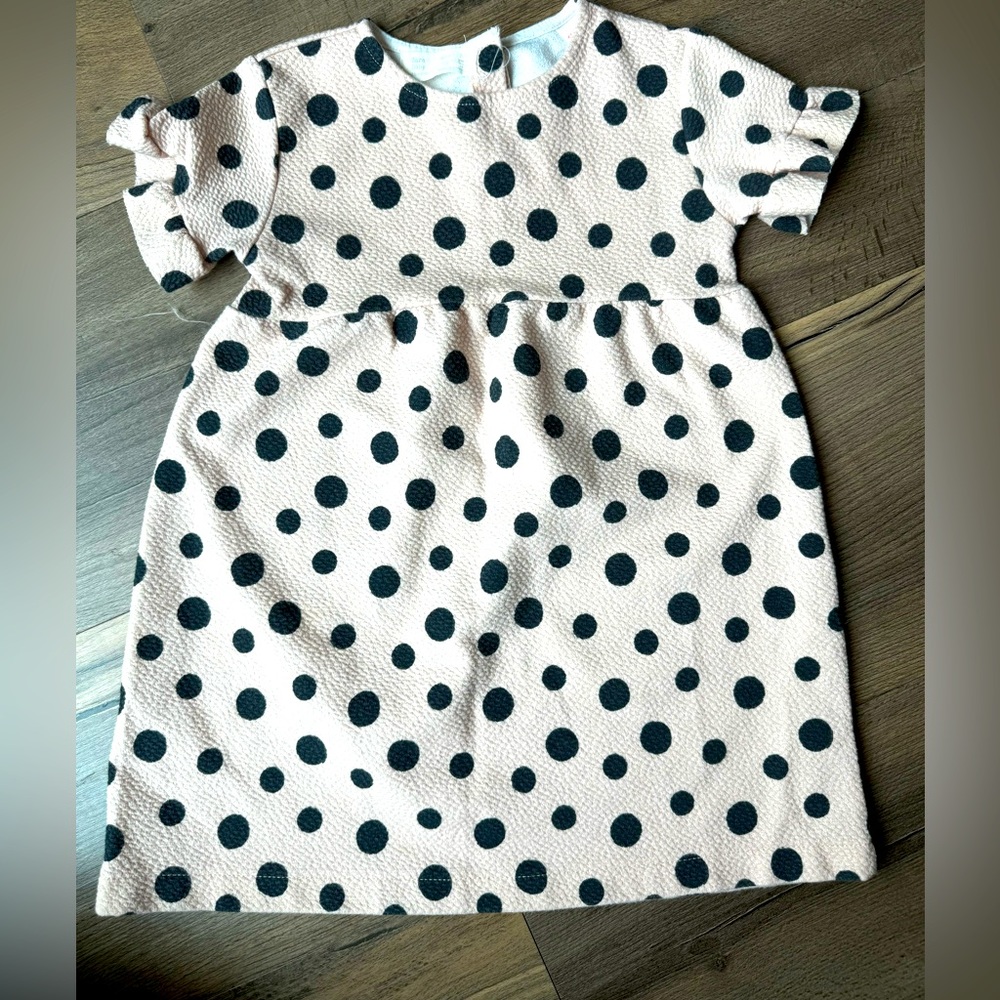 Zara pastel pink dress with black polka dots. Size 3-4T
